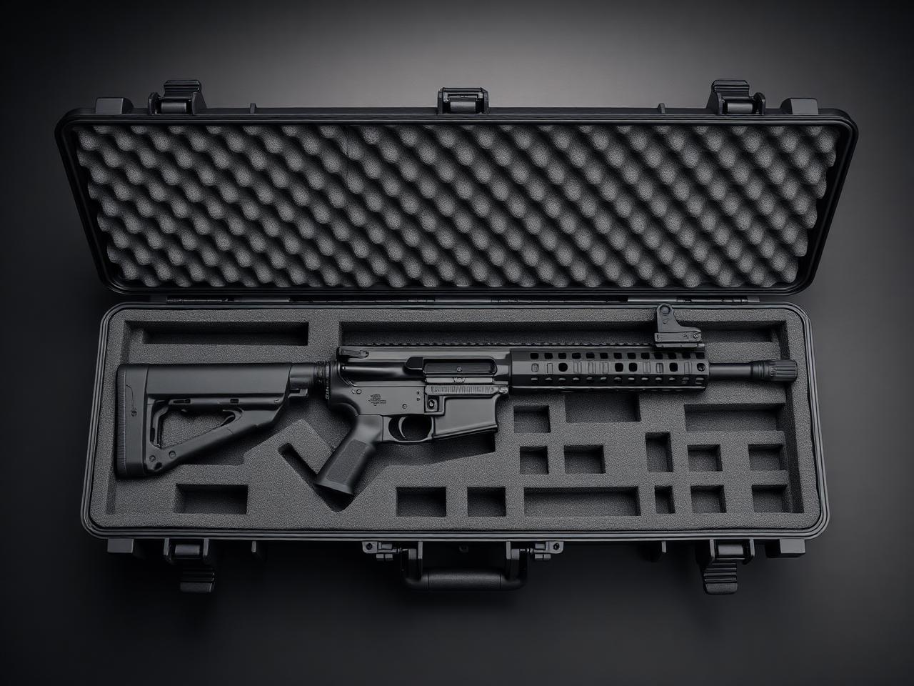 Long rifle hard case with CNC foam