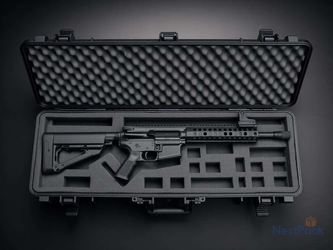 Long rifle hard case with CNC foam