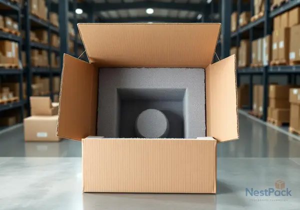 export packaging with corrugated box and foam cushioning